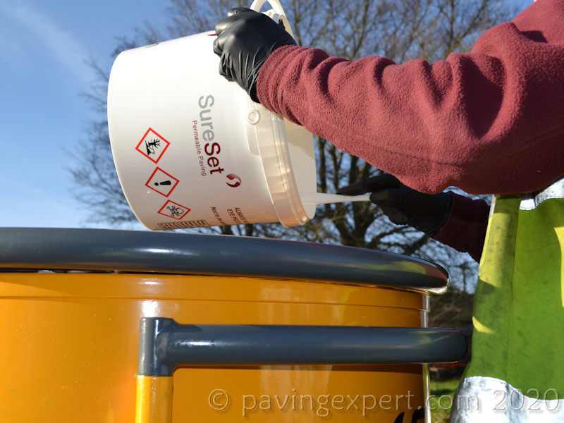 add resin to mixer