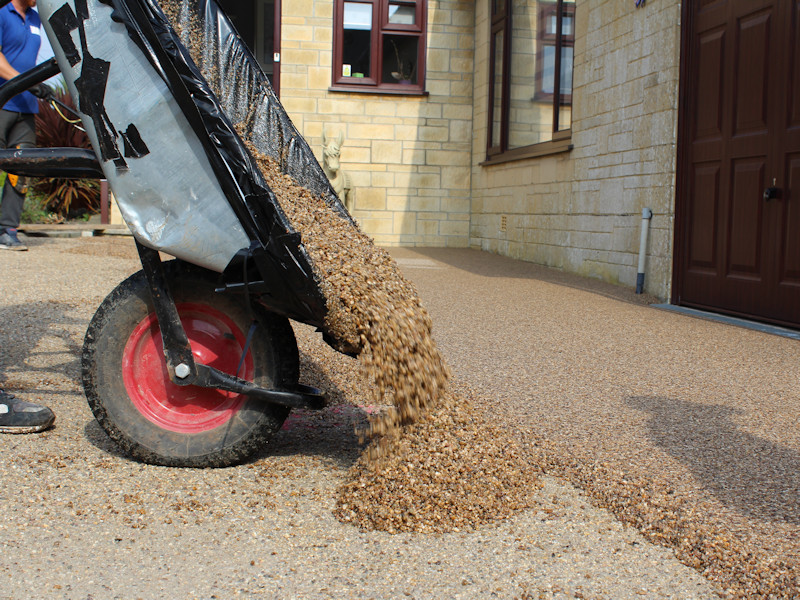 barrow emptied of resin bound material