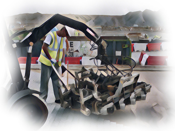 Machine Laying of Block Paving with Brett Paving Logo