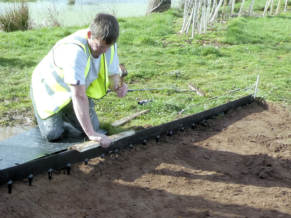 edgings hammered into place